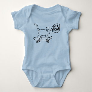 Karo Meowt Punny Skateboarding Cat Baby Strampler
