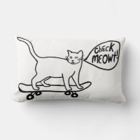 Karo Meowt Punny Skateboarding Cat Schwarz-weiß