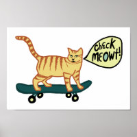 Karo Meowt Punny Skateboarding Tabby Cat