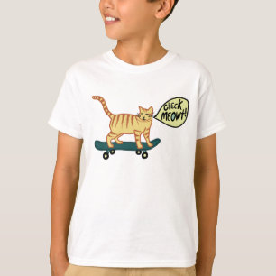 Karo Meowt Punny Skateboarding Tabby Cat T - Shirt