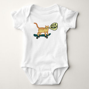 Karo Meowt Punny Skateboarding Tablet Katze Baby Strampler