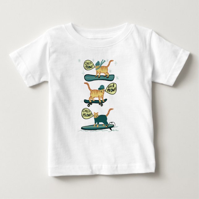 Karo Meowt! Skateboard Surf Snowboard Tabby Katze Baby T-shirt (Vorderseite)