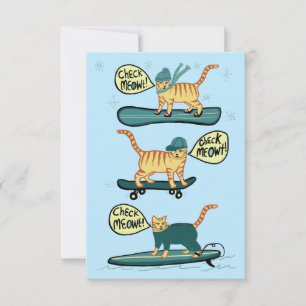 Karo Meowt! Skateboard Surfer Snowboard Cat Card