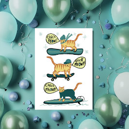 Karo Meowt! Skateboard Surfer Snowboard Cat Card