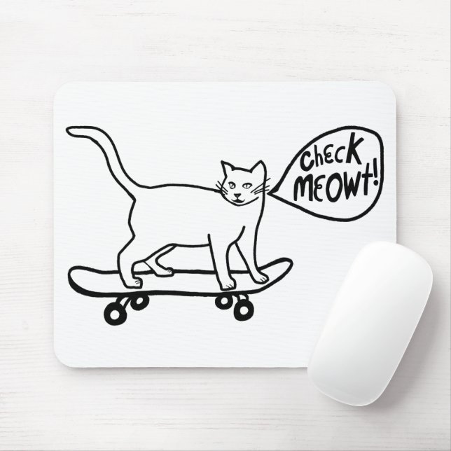 KARO MEOWT Skateboarding Cat Mousepad (Mit Mouse)
