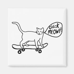 Karo Meowt! Skateboarding Chat Schwarz-weiß Magnet