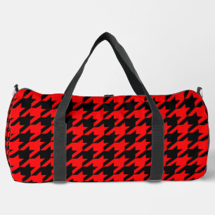 Karo mit rotem und schwarzem Hahnentrittmuster Duffle Bag