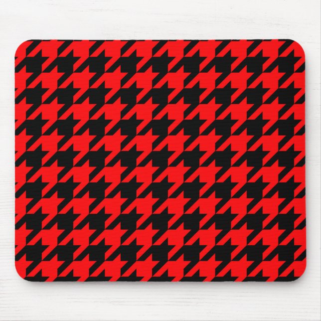 Karo mit rotem und schwarzem Hahnentrittmuster Mousepad (Vorne)
