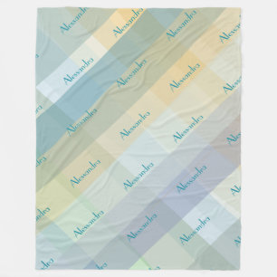 Karo-Monogramm Pastell Türkis Blau Grün Gelb Mauve Fleecedecke