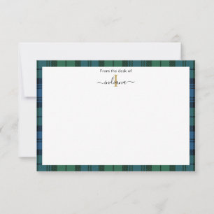 Karo-Monogramm Schrift Traditionelles Tartan Dankeskarte