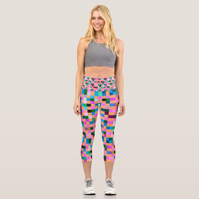 Karo Muster 3 Capri Leggings (Vorderseite)