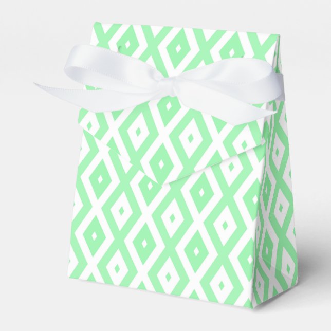 Karo-Muster grün und weiß Geschenkschachtel (Vorderseite)