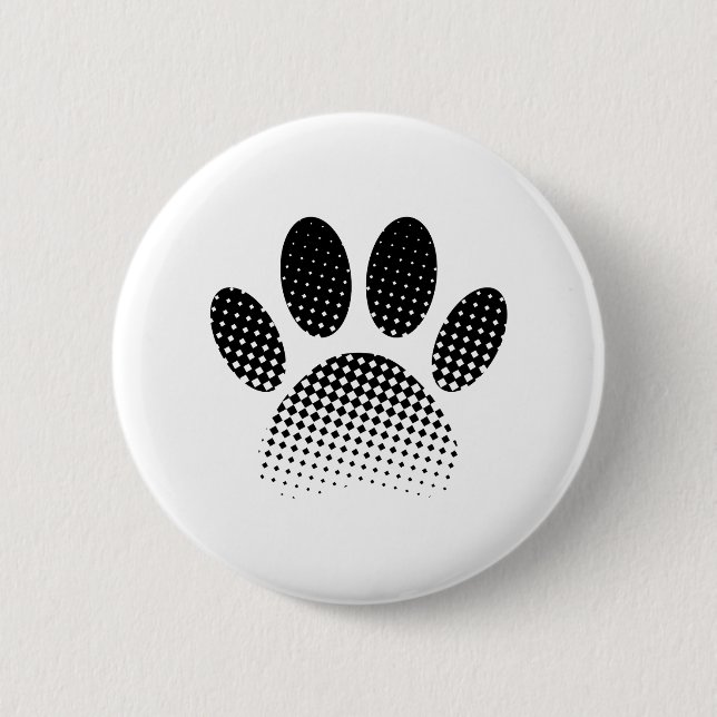 Karo Muster Halftone Dog Paw Drucken Button (Vorderseite)