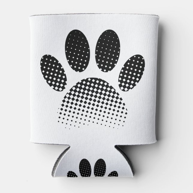 Karo Muster Halftone Dog Paw Drucken Dosenkühler (Vorderseite)