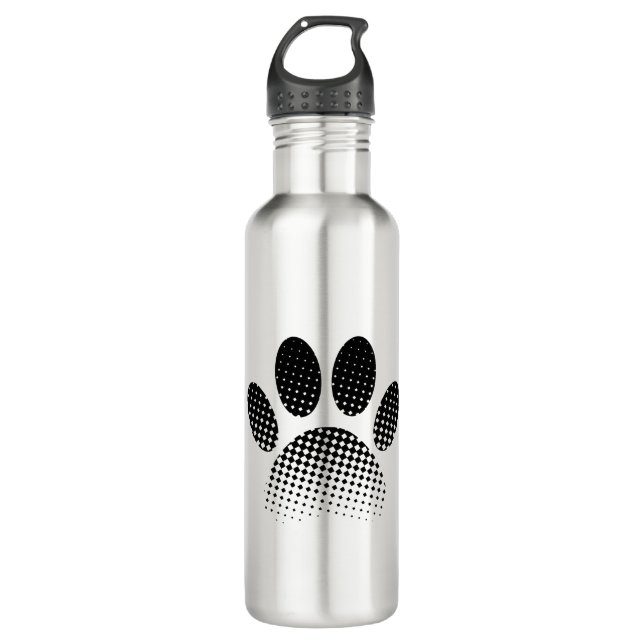 Karo Muster Halftone Dog Paw Drucken Edelstahlflasche (Vorderseite)