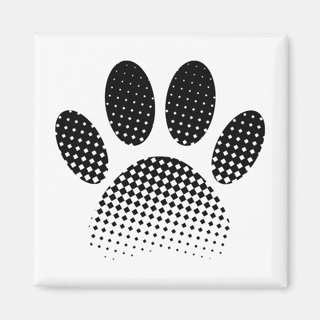Karo Muster Halftone Dog Paw Drucken Magnet (Vorne)