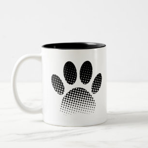 Karo Muster Halftone Dog Paw Drucken Zweifarbige Tasse