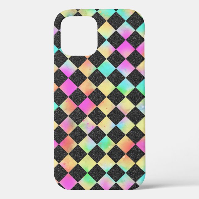 Karo Muster in hellen 80er-Farben Case-Mate iPhone Hülle (Rückseite)