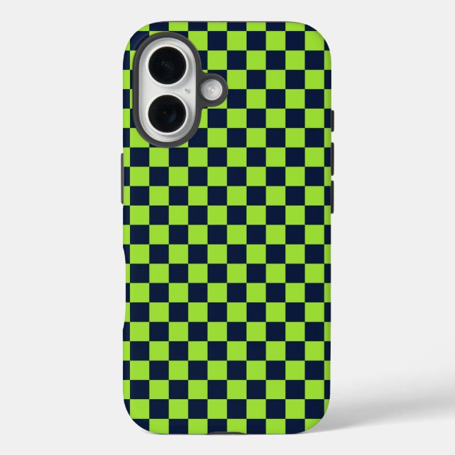 Karo-Muster in Limette und Marineblau Case-Mate iPhone Hülle (Rückseite)