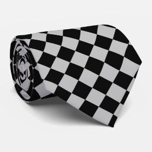 Karo Neck Tie Sport Flag Schwarz und Grau Krawatte