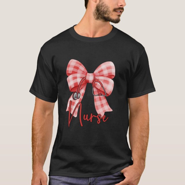 Karo Nurse Coquette Bow Stethoscope Pflegemedizin T-Shirt (Vorderseite)