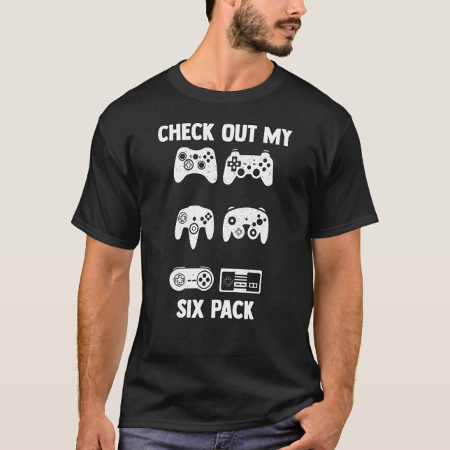 Karo-Out meines Sixpack Video-Gamecontrollers T-Shirt (Vorderseite)
