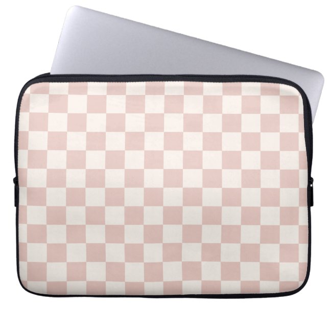 Karo Pale Beige Checked Pattern Checkerboard Laptopschutzhülle (Vorderseite)