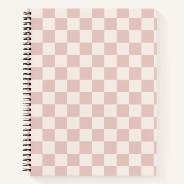 Karo Pale Beige Checked Pattern Checkerboard Notizbuch (Vorderseite)