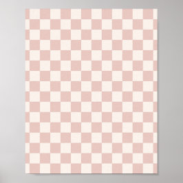 Karo Pale Beige Checked Pattern Checkerboard Poster