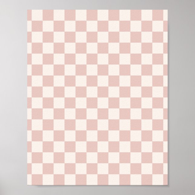 Karo Pale Beige Checked Pattern Checkerboard Poster (Vorne)