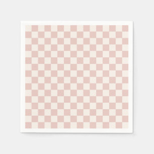 Karo Pale Beige Checked Pattern Checkerboard Serviette