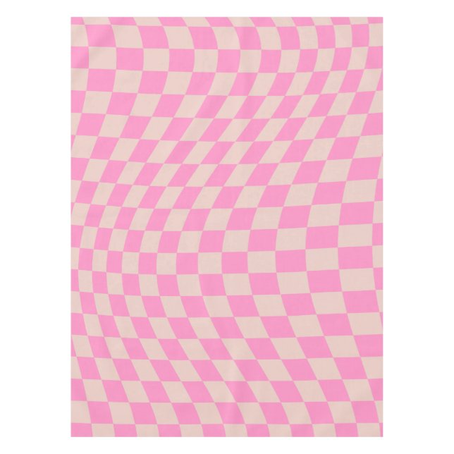Karo-Patternterpfirsiche und rosa Vorlagenkarton Tischdecke (Vorderseite)