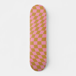 Karo Pink Senf Checked Pattern Checkerboard Skateboard