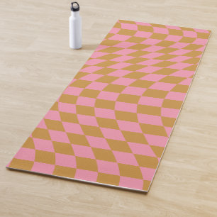 Karo Pink Senf Checked Pattern Checkerboard Yogamatte