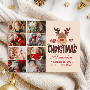 Karo-Rentier-Baby-Erstes-Christmas-8-Foto  Feiertagskarte