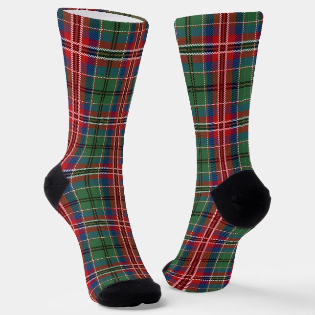 Karo-Rot-Grün-Karo-Tartan Socken (Gewinkelt)