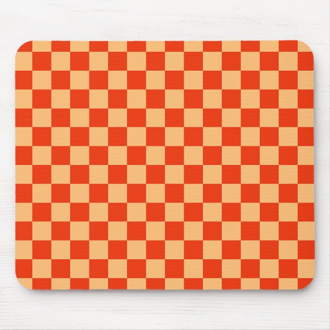 Karo Rot und Pfirsichfarben Checkered Checkerboard Mousepad (Vorne)