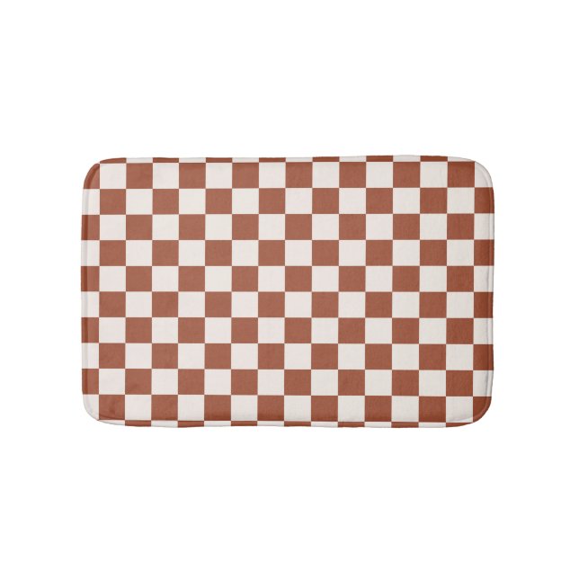 Karo Rust Checked Terracotta Checkerboard Badematte (Vorderseite)
