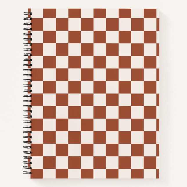 Karo Rust Checked Terracotta Checkerboard Notizbuch (Vorderseite)