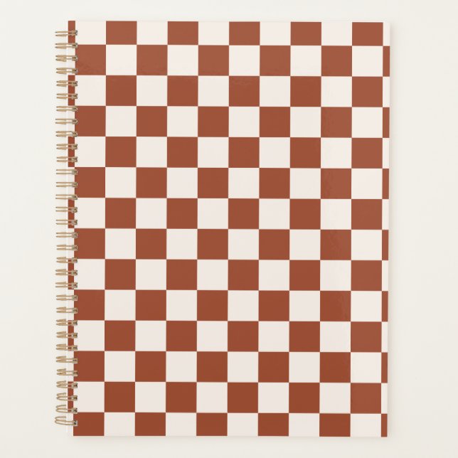Karo Rust Checked Terracotta Checkerboard Planer (Vorderseite)