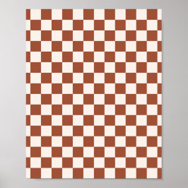 Karo Rust Checked Terracotta Checkerboard Poster