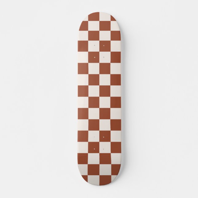 Karo Rust Checked Terracotta Checkerboard Skateboard (Vorne)