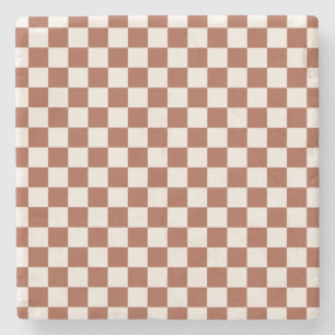 Karo Rust Checked Terracotta Checkerboard Steinuntersetzer