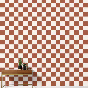 Karo Rust Checked Terracotta Checkerboard Tapete