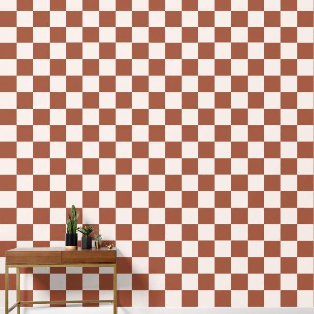 Karo Rust Checked Terracotta Checkerboard Tapete (Korridor)