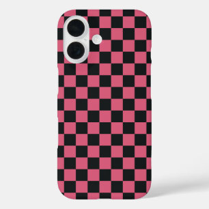 Karo-Schachbrett für rosa und schwarze Muster iPhone 16 Hülle