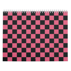 Karo-Schachbrett für rosa und schwarze Muster Kalender