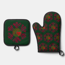 Karo-Schneeflocke Ofenhandschuh & Topflappen-Set