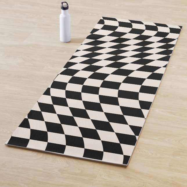 Karo Schwarz-Creme-Weiß-Muster-Karton Yogamatte (Beispiel)