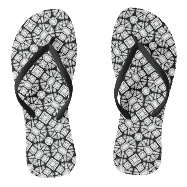 Karo Schwarz und Weiß Muster Flip Flops (Fußbett)